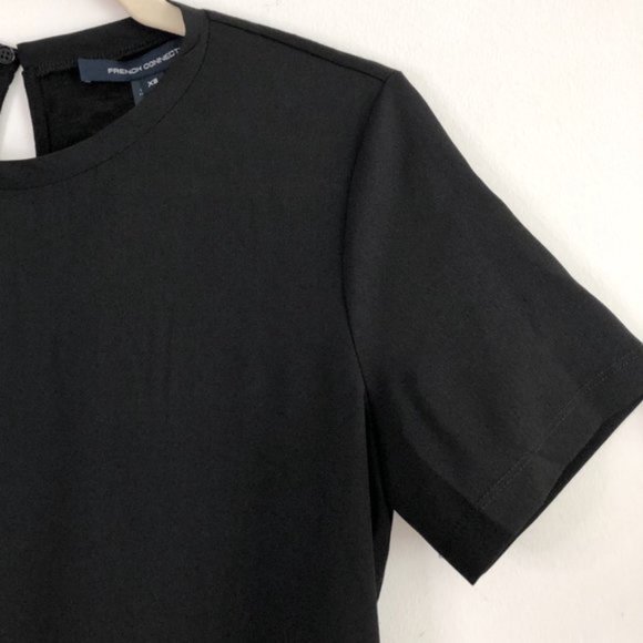New French Connection Embroidered Eyelet Hem Short Sleeve Tee Black Size XS - Picture 6 of 16